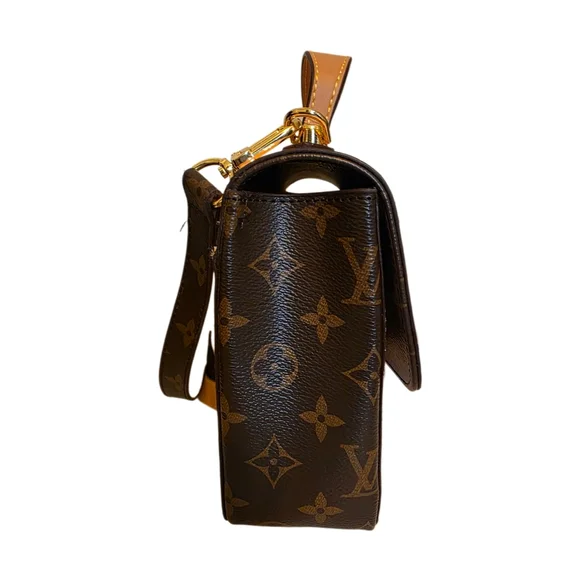 Fashion Pink & Brown Monogram Crossbody Hand Bag EUC - Picture 3 of 8